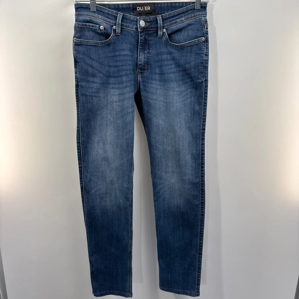 DUER L2X Slim Fit Jeans 30x30.5 Medium Wash Stretch Coolmax Denim